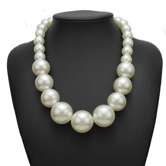 Fashion Big Imitation Pearl Short Temperament Elegant All-match Beaded Necklace Women