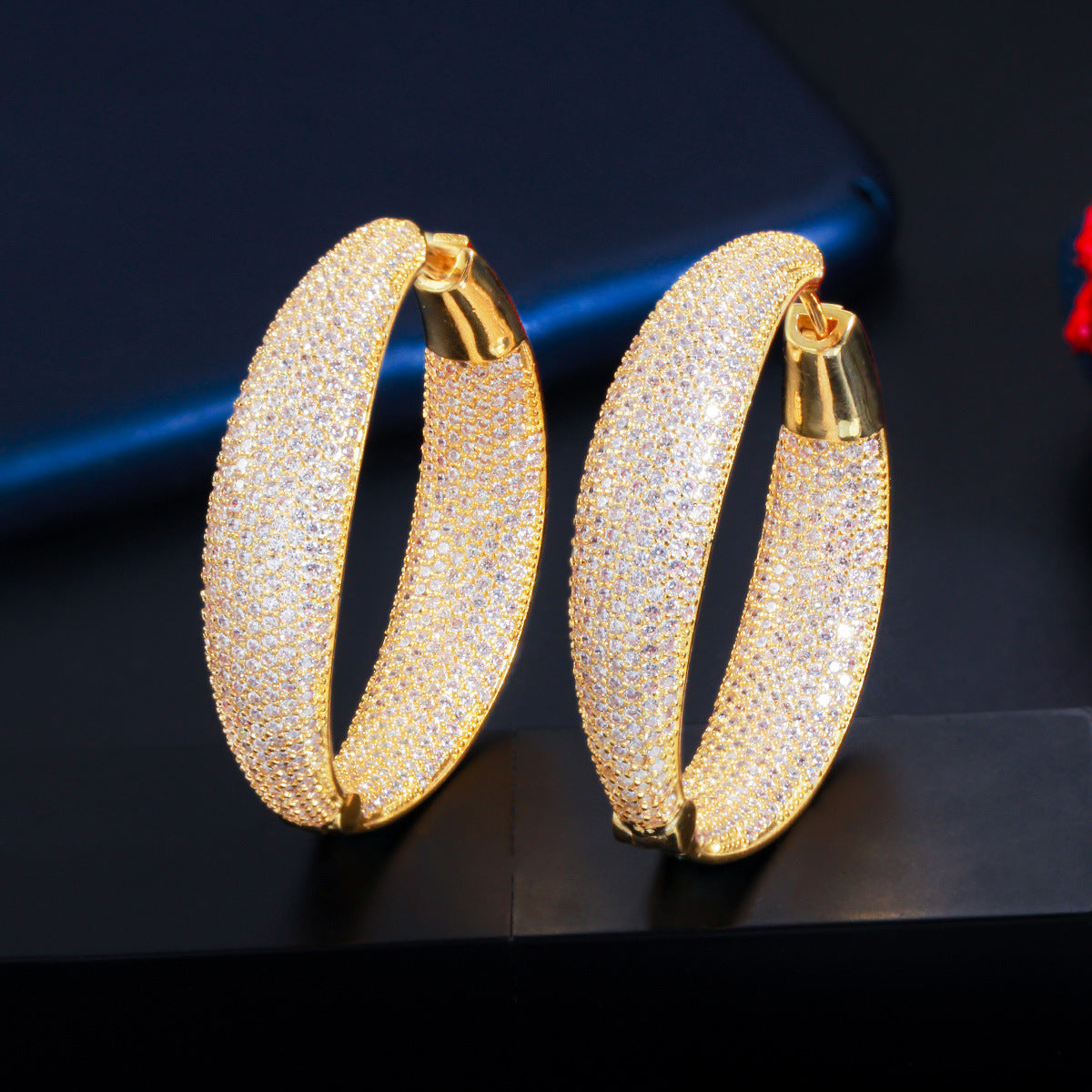 Simple Gold-plated Fashion Earrings With Sparkling Diamonds And Micro Inlaid Zircon